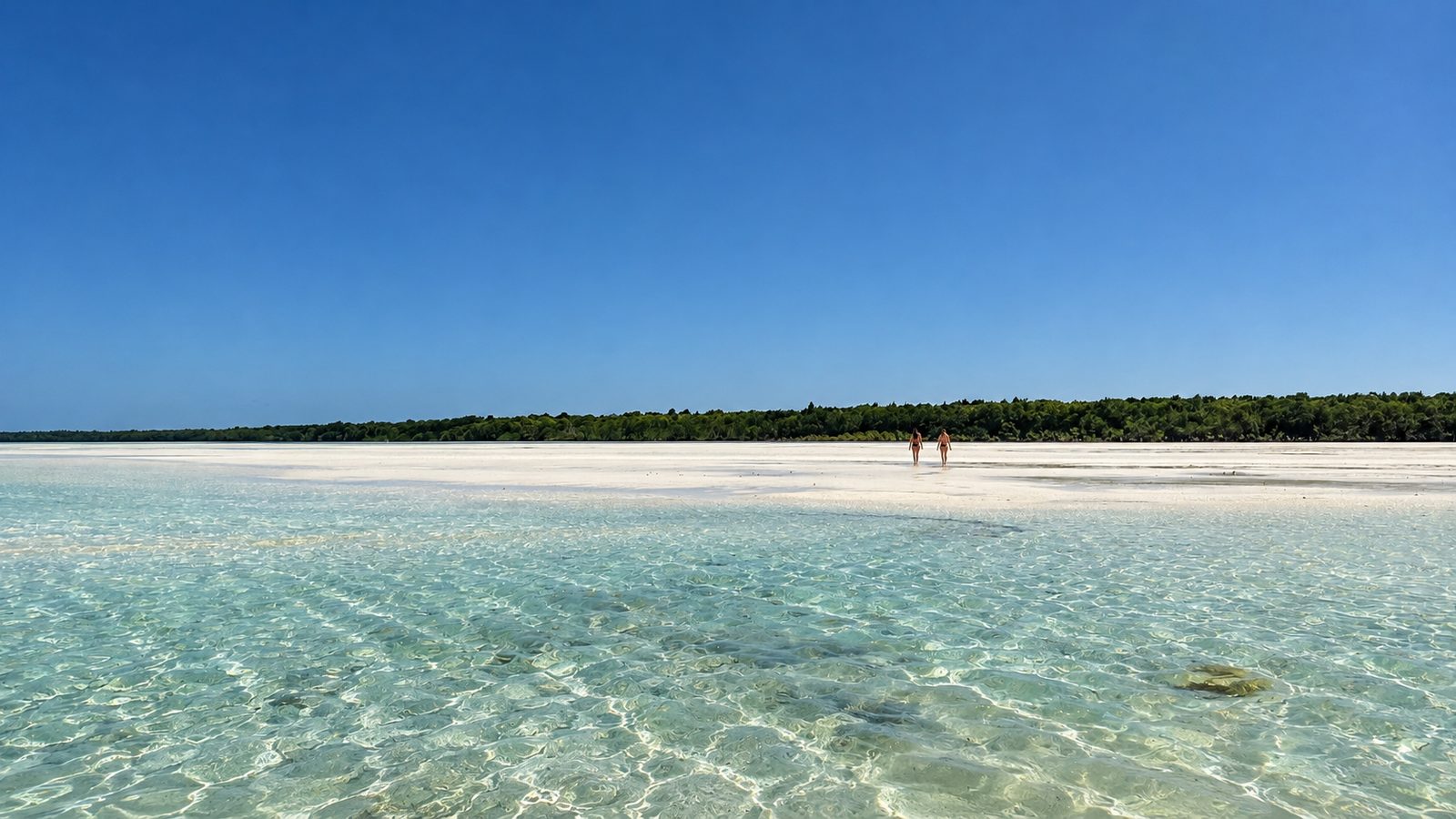 La lingua di sabbia bianca con la bassa marea